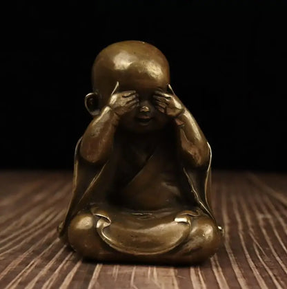 China brass Three Little Monks crafts statue A set