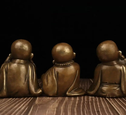 China brass Three Little Monks crafts statue A set