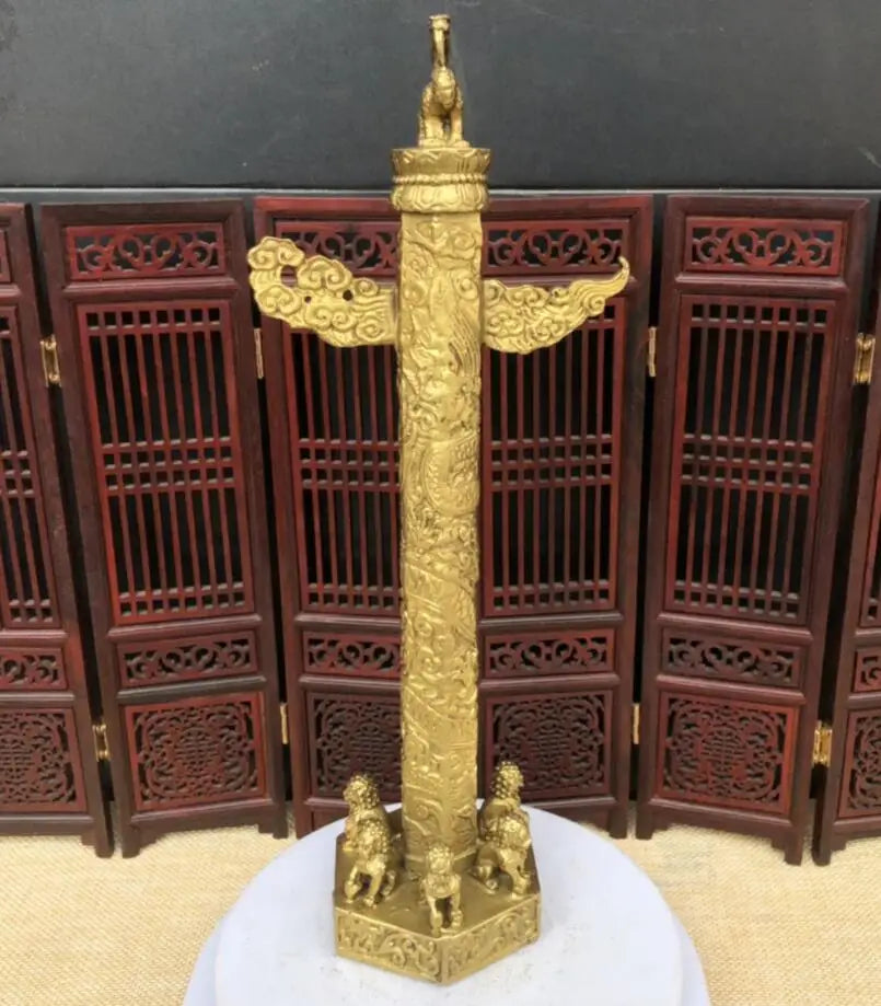 China brass Tiananmen Dragon Column crafts statue