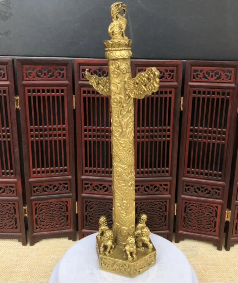 China brass Tiananmen Dragon Column crafts statue