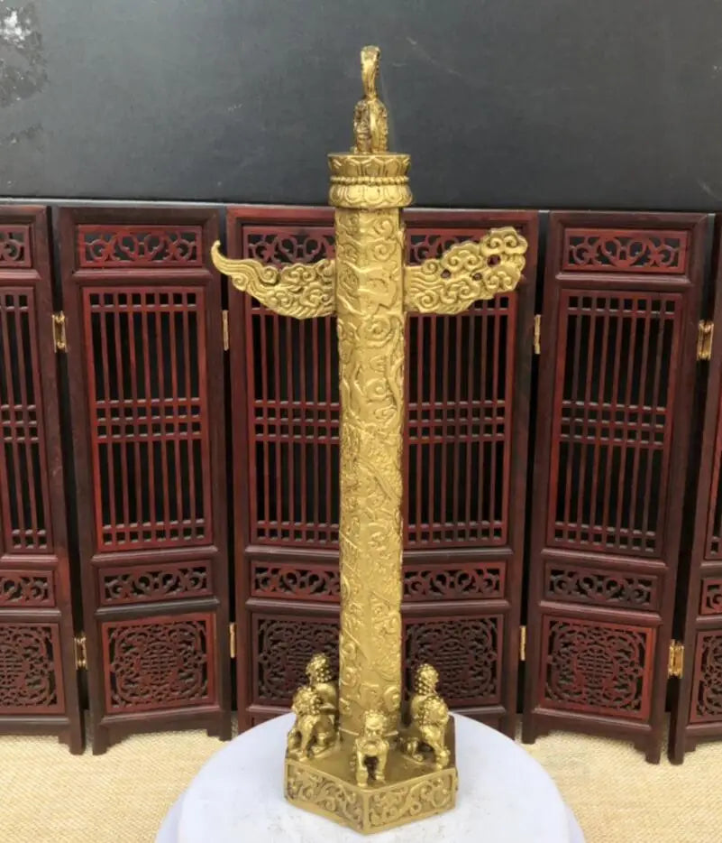 China brass Tiananmen Dragon Column crafts statue