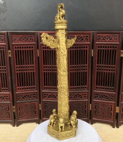 China brass Tiananmen Dragon Column crafts statue