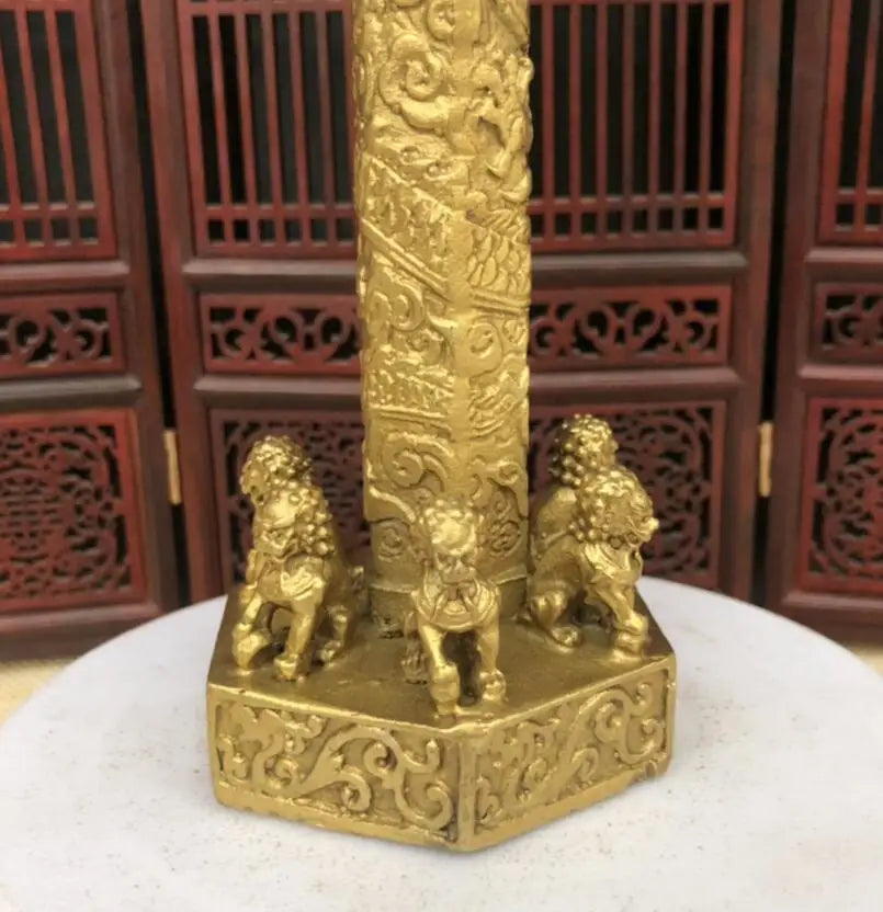 China brass Tiananmen Dragon Column crafts statue