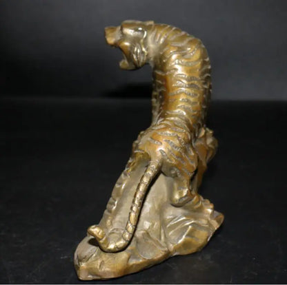 China brass Tiger Roar Mountain River crafts statue