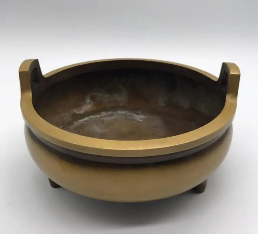 China brass Two ears Incense burner crafts statue