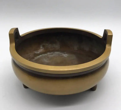 China brass Two ears Incense burner crafts statue