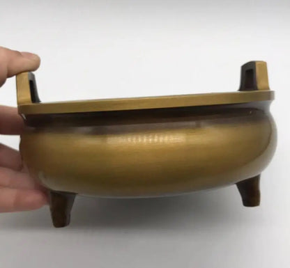 China brass Two ears Incense burner crafts statue