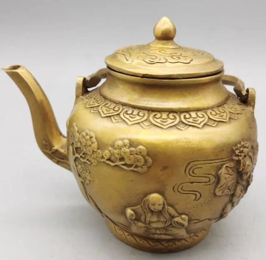 China brass Two god fairy flagon crafts statue