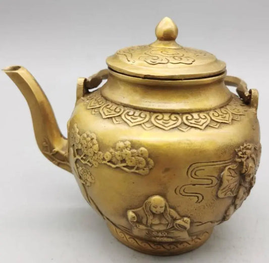 China brass Two god fairy flagon crafts statue