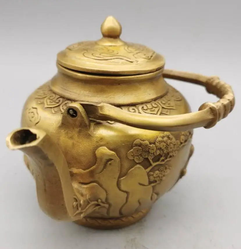 China brass Two god fairy flagon crafts statue