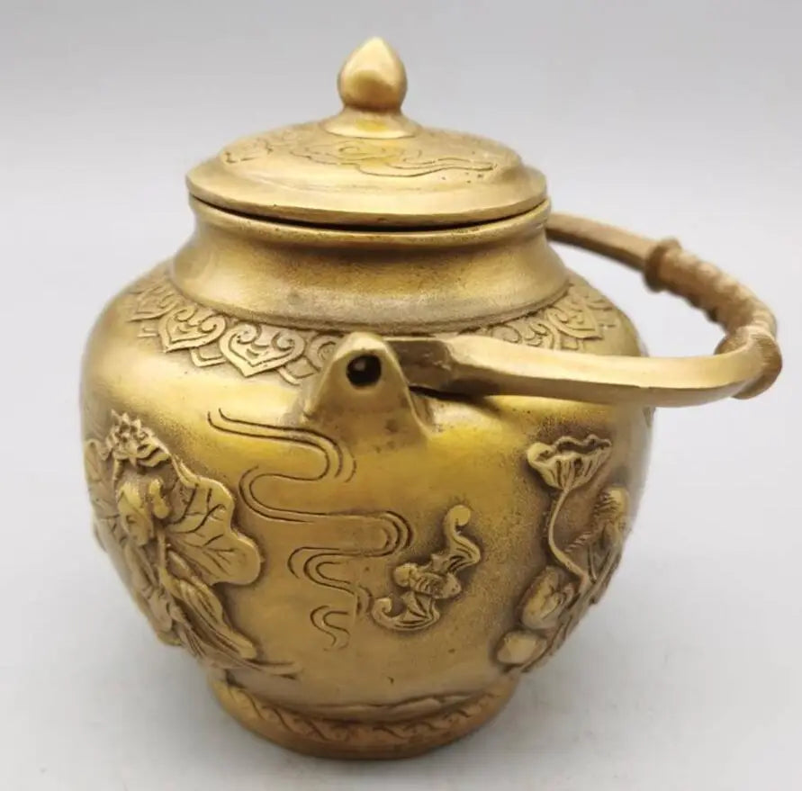 China brass Two god fairy flagon crafts statue