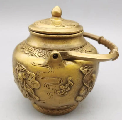 China brass Two god fairy flagon crafts statue
