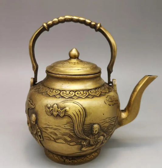 China brass Two immortals teapot crafts statue