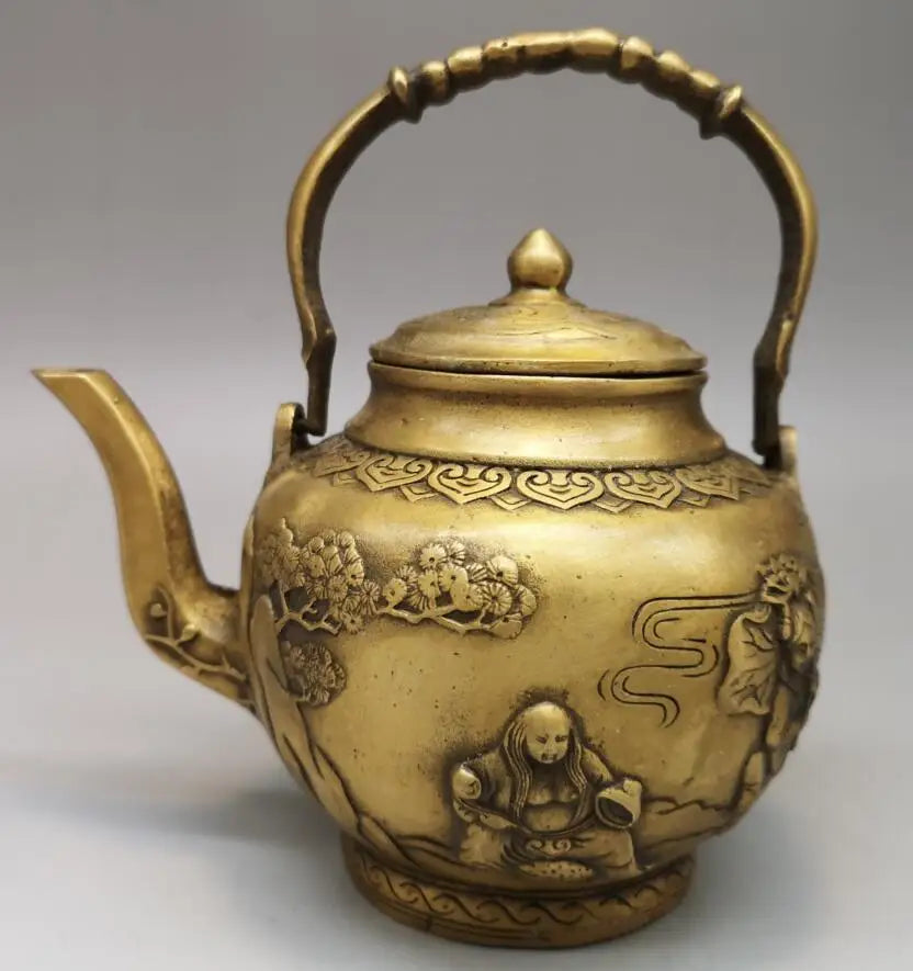 China brass Two immortals teapot crafts statue