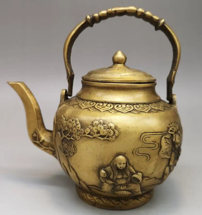 China brass Two immortals teapot crafts statue