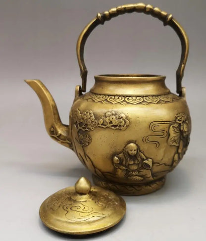 China brass Two immortals teapot crafts statue