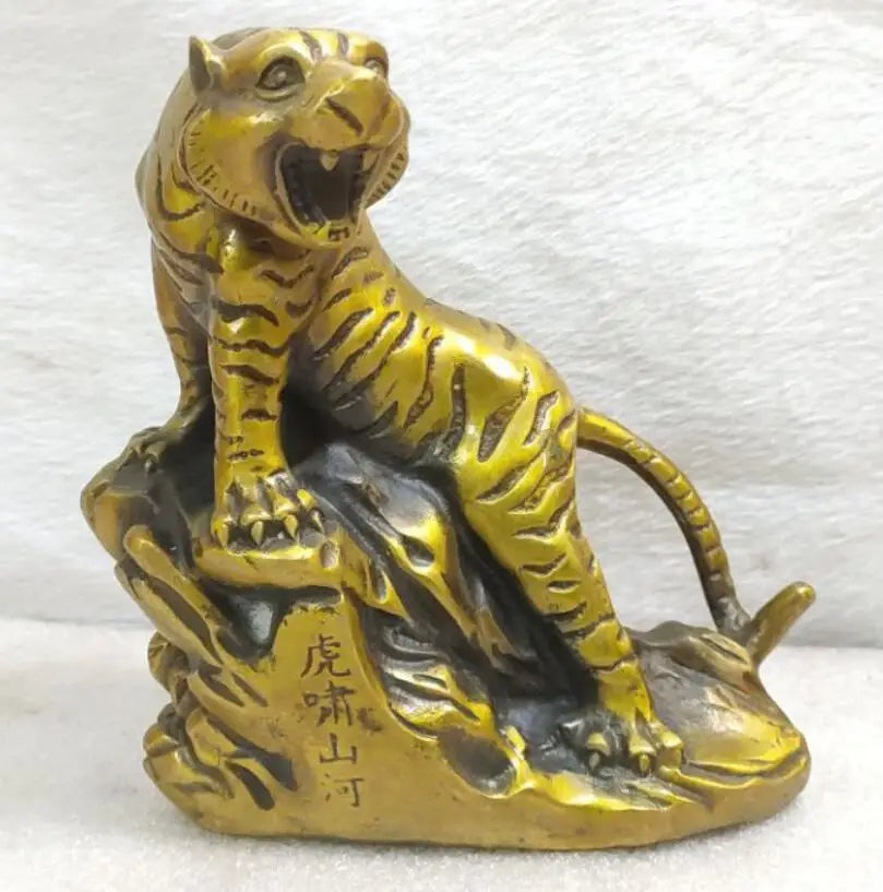 China brass Uphill tiger crafts statue