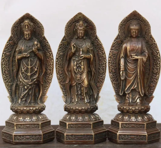 China brass West Fong three Saint Buddha crafts statue
