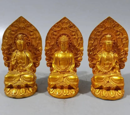 China brass West Three Saints Buddha crafts statue A set