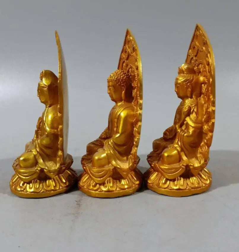 China brass West Three Saints Buddha crafts statue A set