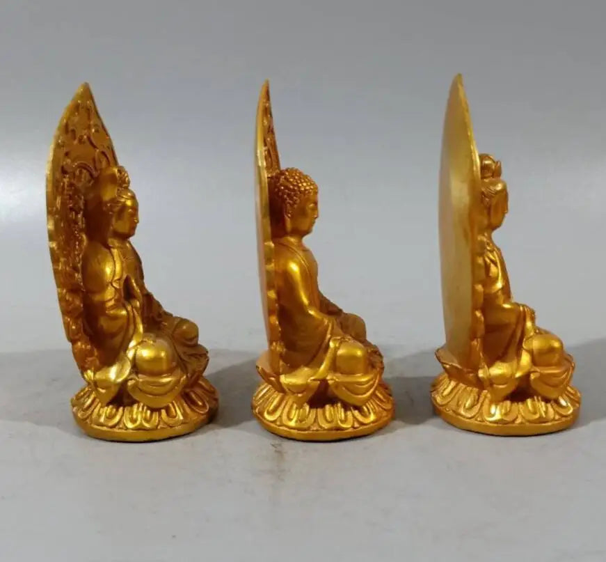 China brass West Three Saints Buddha crafts statue A set