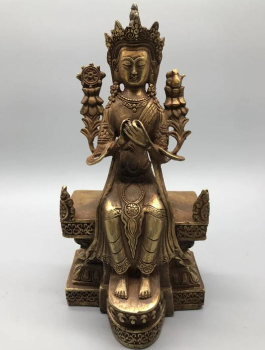 China brass White tara Buddha crafts statue