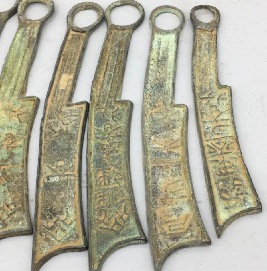 China brass archaize Ancient Knife coins small crafts statue A set
