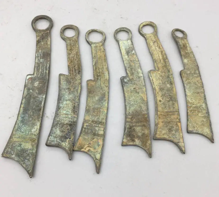 China brass archaize Ancient Knife coins small crafts statue A set