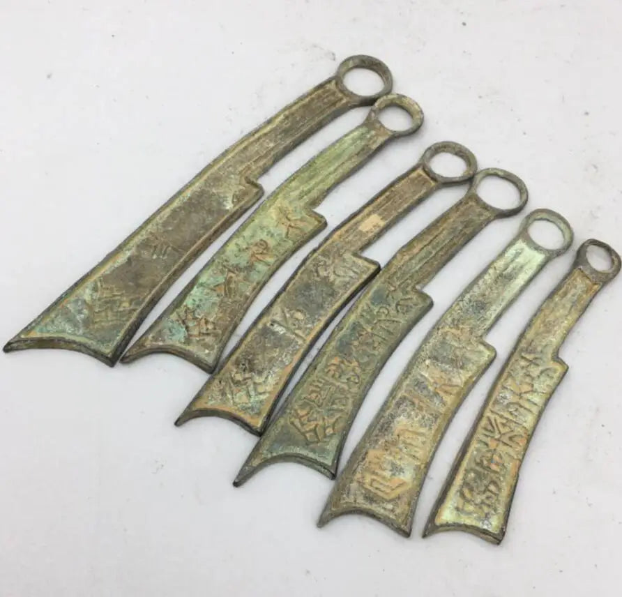 China brass archaize Ancient Knife coins small crafts statue A set