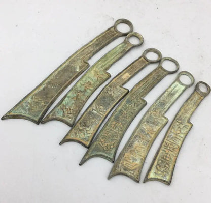 China brass archaize Ancient Knife coins small crafts statue A set