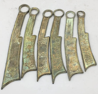 China brass archaize Ancient Knife coins small crafts statue A set