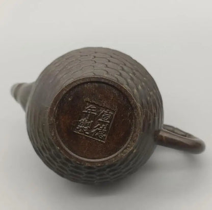 China brass archaize Bamboo basket teapot crafts statue