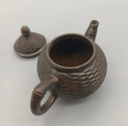 China brass archaize Bamboo basket teapot crafts statue