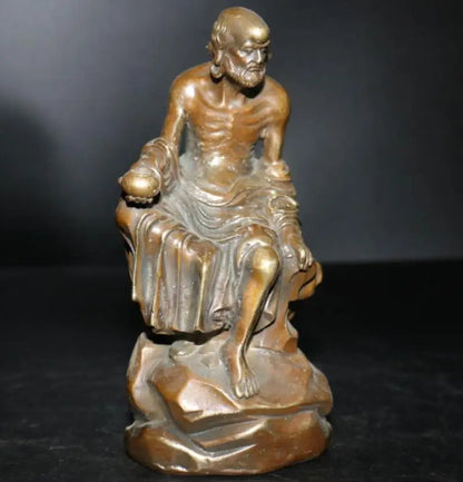 China brass archaize Bodhidharma sit crafts statue