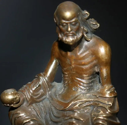 China brass archaize Bodhidharma sit crafts statue