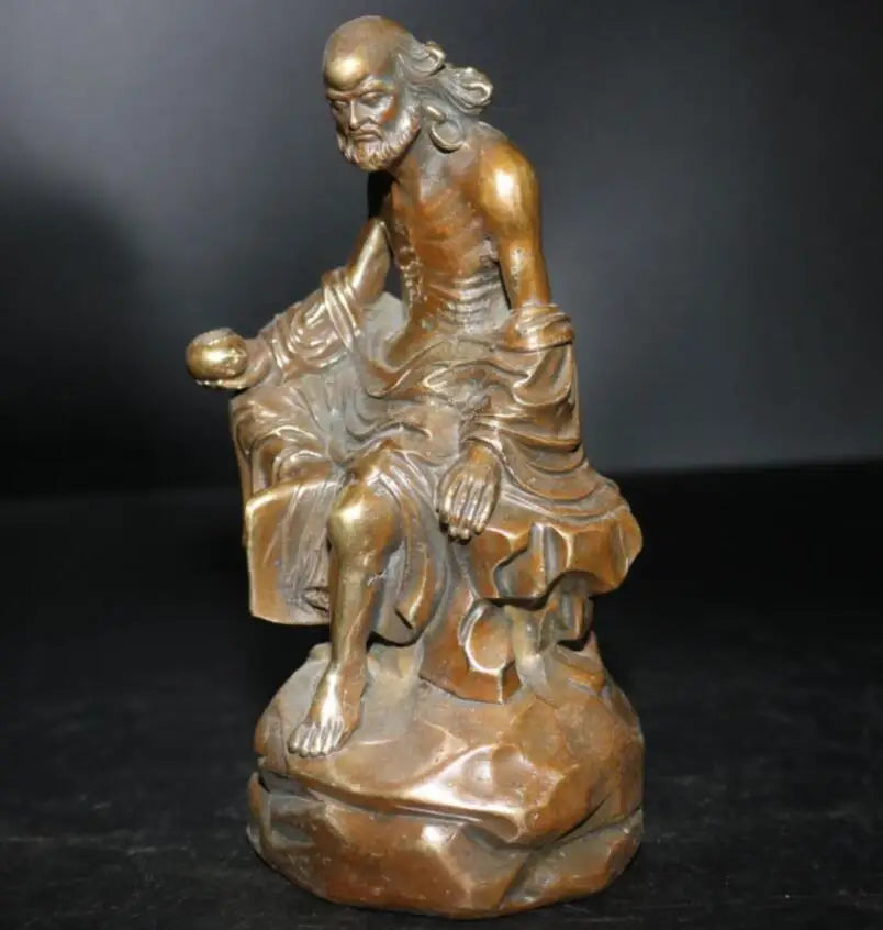 China brass archaize Bodhidharma sit crafts statue