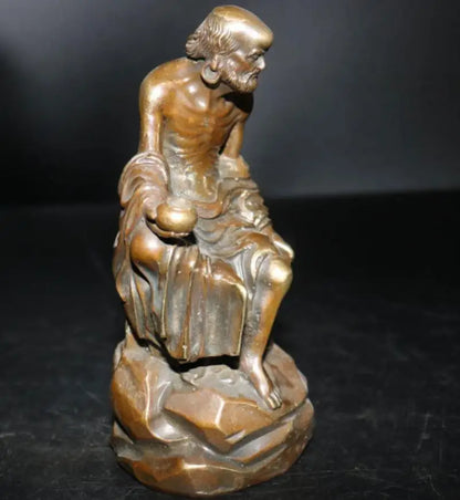 China brass archaize Bodhidharma sit crafts statue