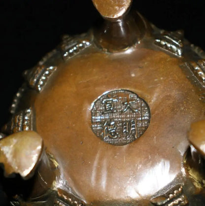 China brass archaize Buddha Incense burner crafts statue