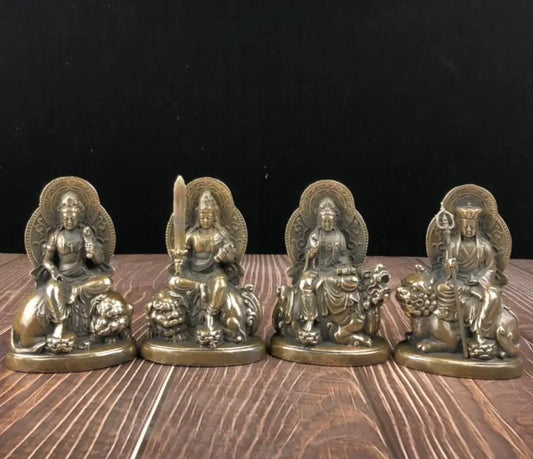 China brass archaize Buddha crafts statue A set