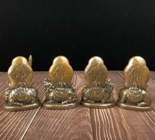 China brass archaize Buddha crafts statue A set