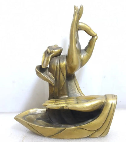 China brass archaize Buddha hand Backflow incense burner crafts statue