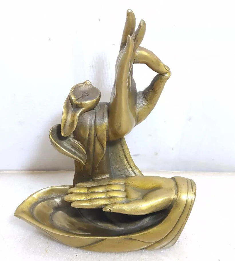 China brass archaize Buddha hand Backflow incense burner crafts statue