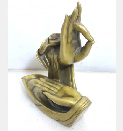 China brass archaize Buddha hand Backflow incense burner crafts statue