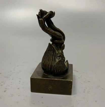 China brass archaize Buddha hand seal Backflow Incense burner small crafts statue