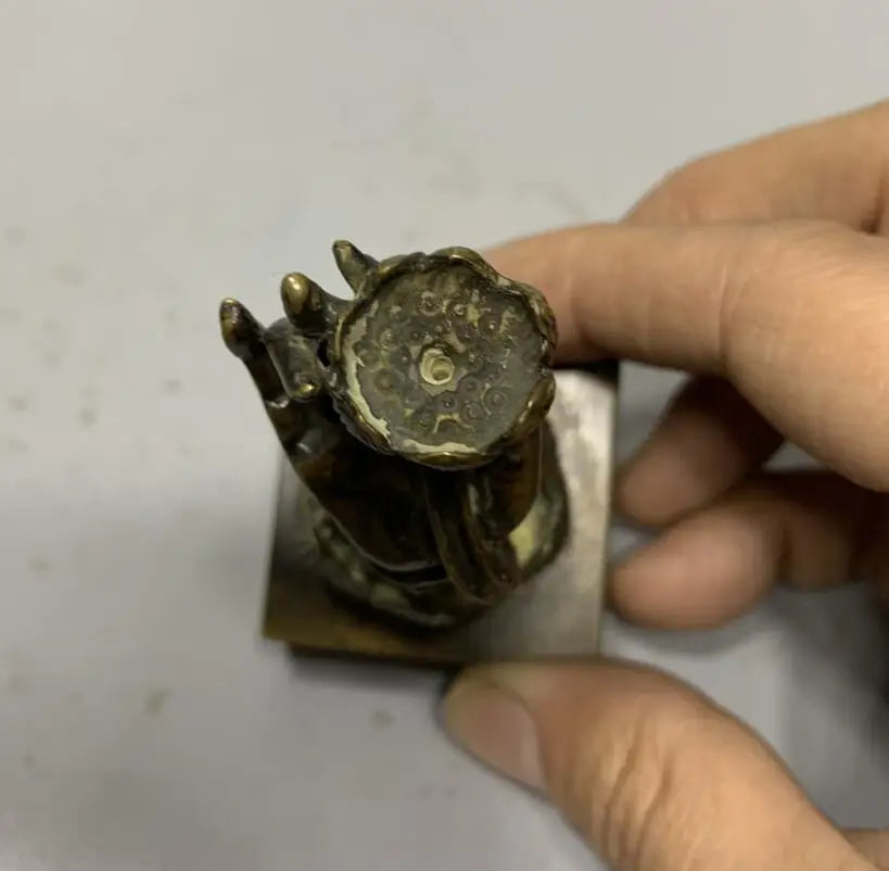 China brass archaize Buddha hand seal Backflow Incense burner small crafts statue