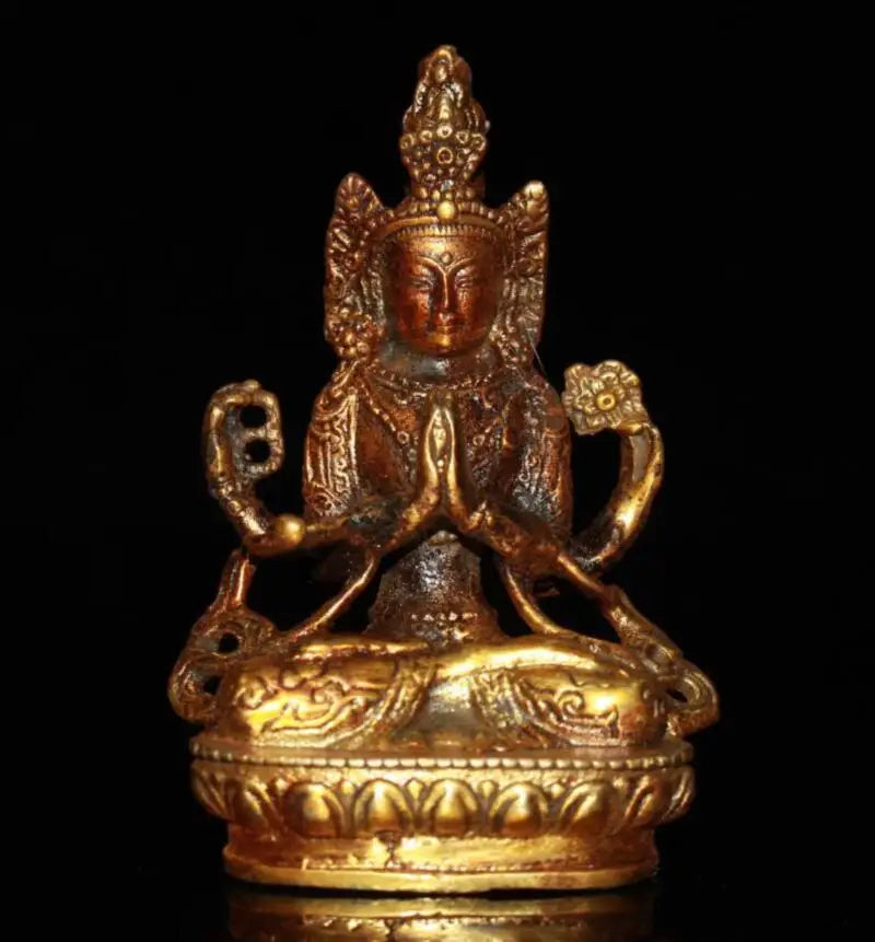 China brass archaize Buddha small crafts statue
