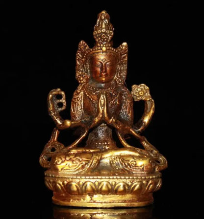 China brass archaize Buddha small crafts statue