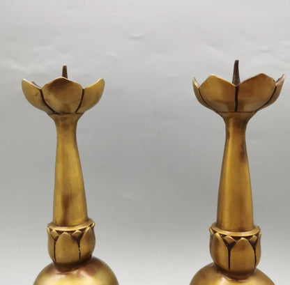 China brass archaize Candle Holders crafts statue A pair