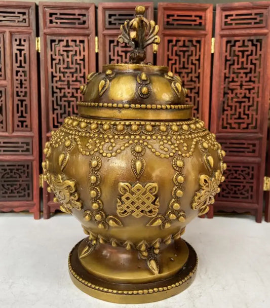China brass archaize Eight Treasure Jar crafts statue