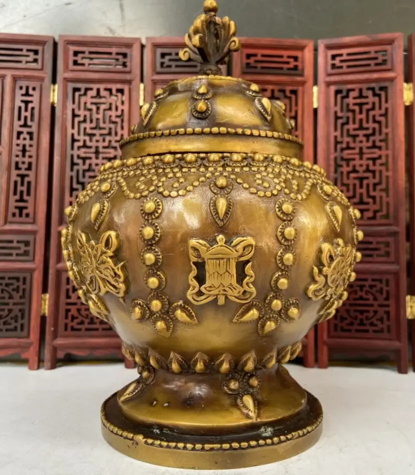 China brass archaize Eight Treasure Jar crafts statue
